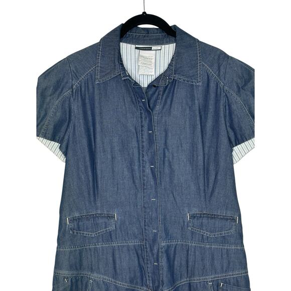 Sportsmax Code Womens Denim Dress 12 Pockets Minimalist Quiet Luxury Blue - Picture 2 of 12